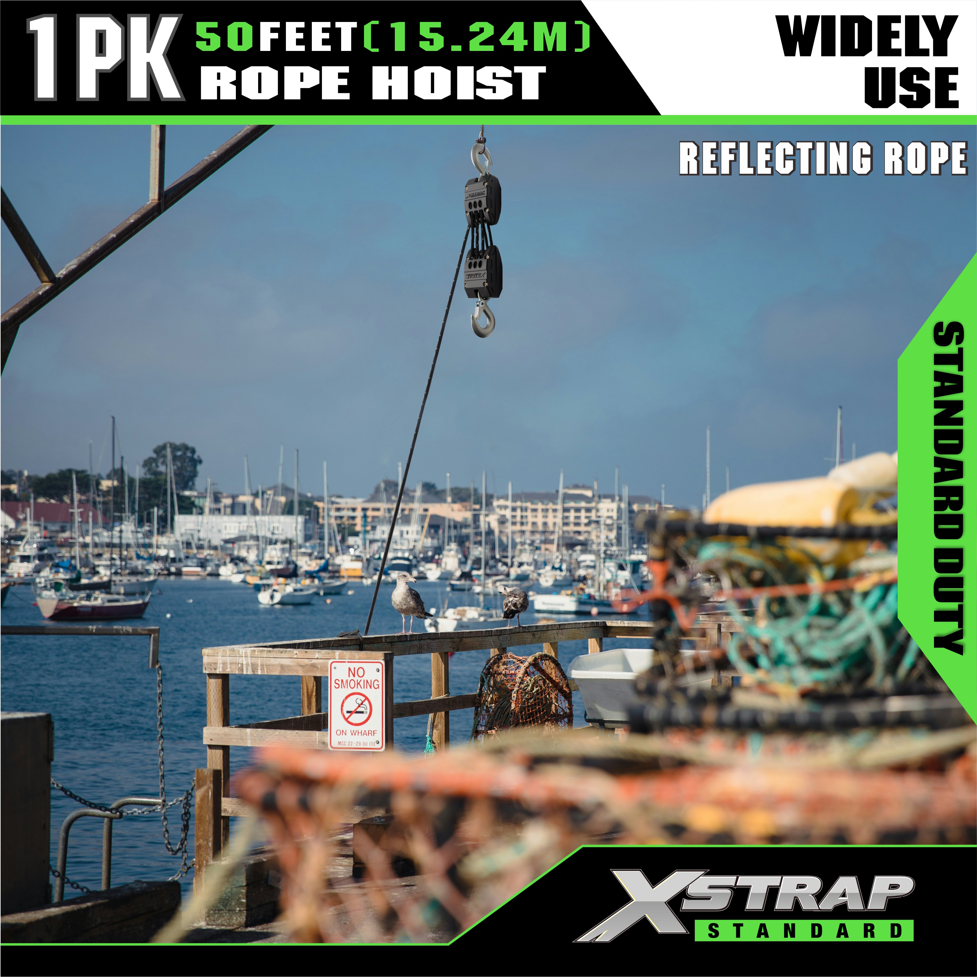 XSTRAP AHLT0003-reflexní černý systém kladek lanového kladkostroje 1000LB