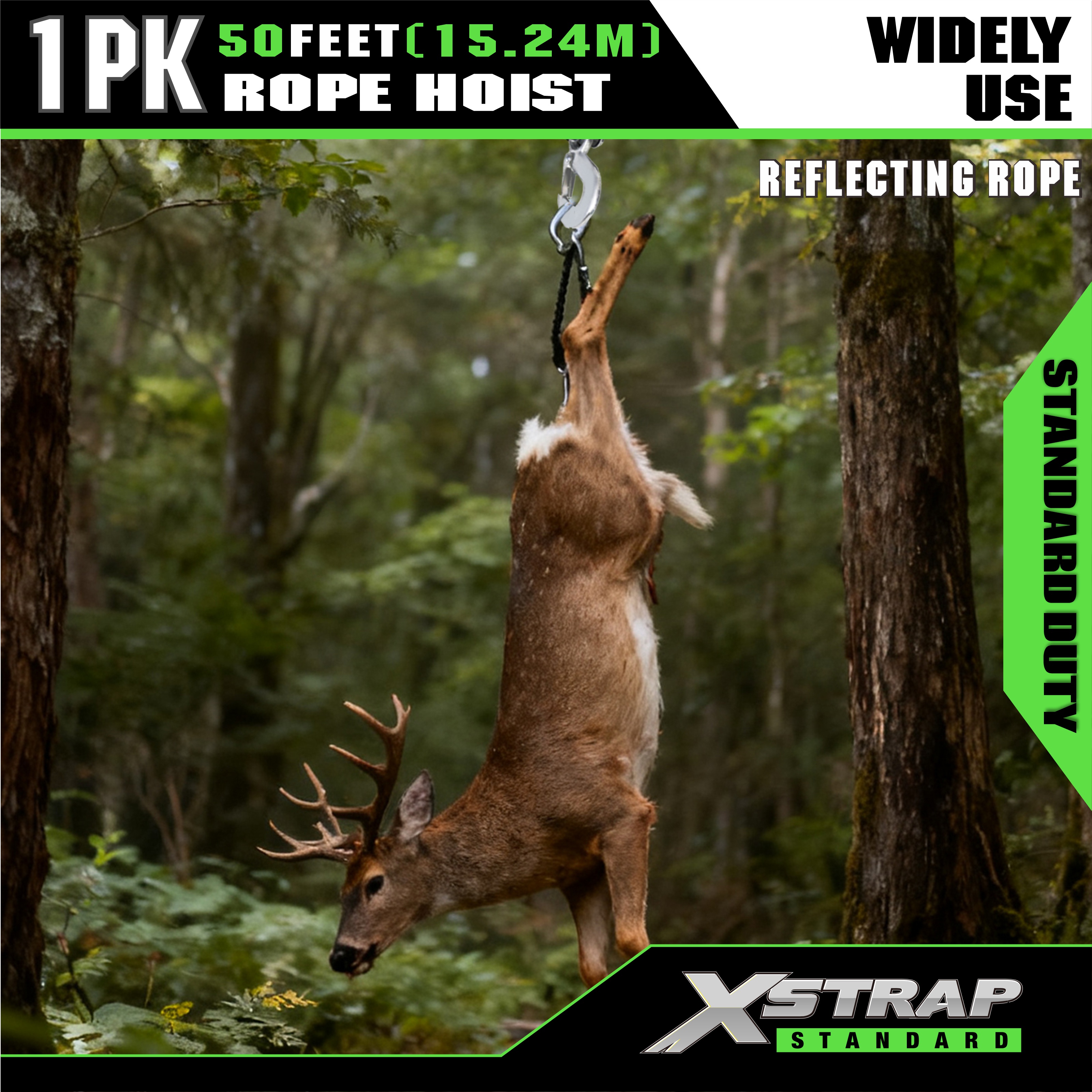 XSTRAP AHLT0003-reflexní černý systém kladek lanového kladkostroje 1000LB