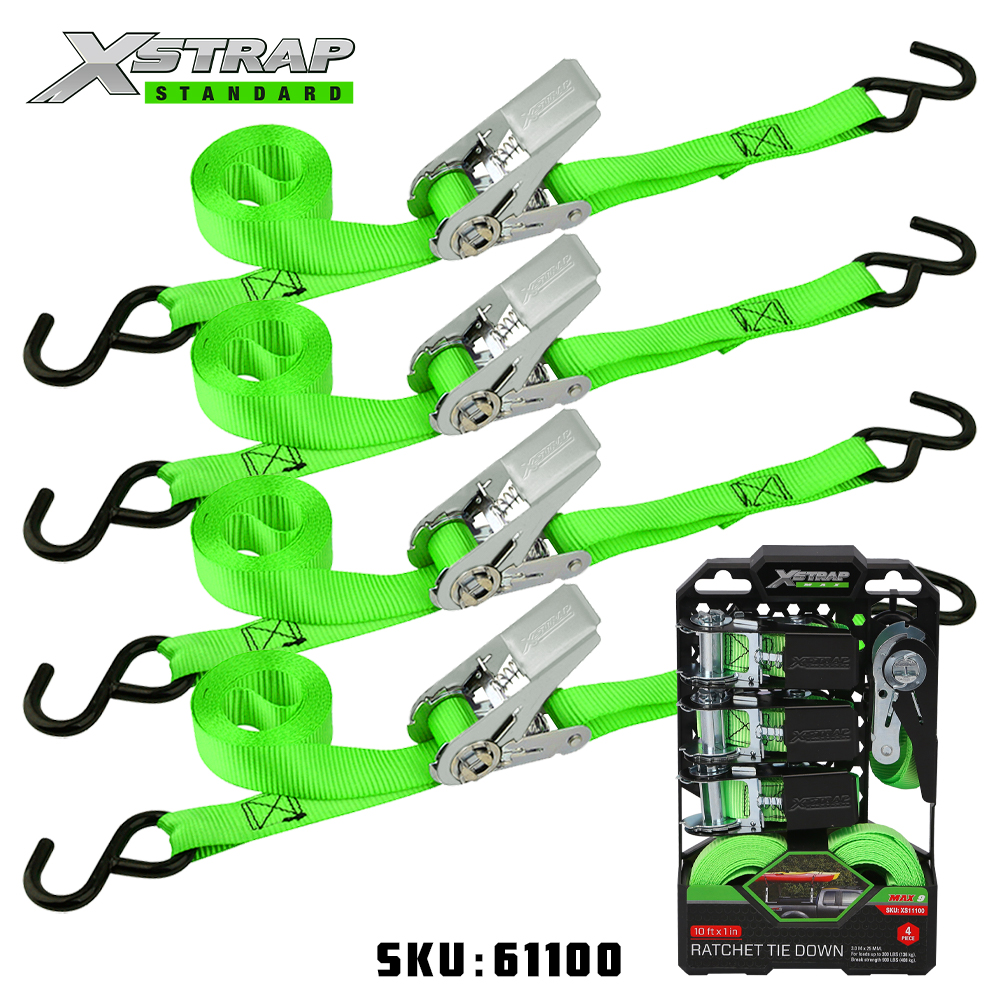 Xstrap 61100 1” x 15” 4PK Ratchet Tie Down 500lb SWL