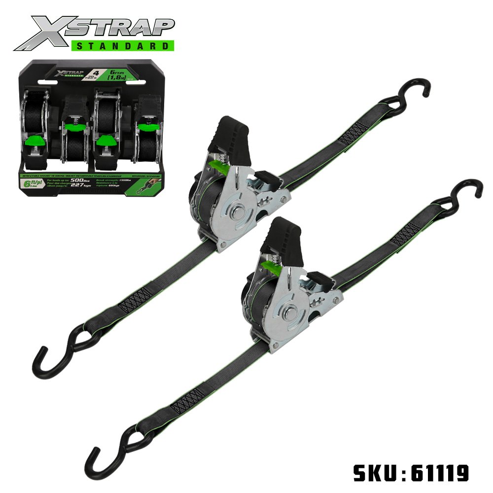 Xstrap 61119 1” x 10’ 2PK zatahovací ráčna s háky S 500 lb SWL