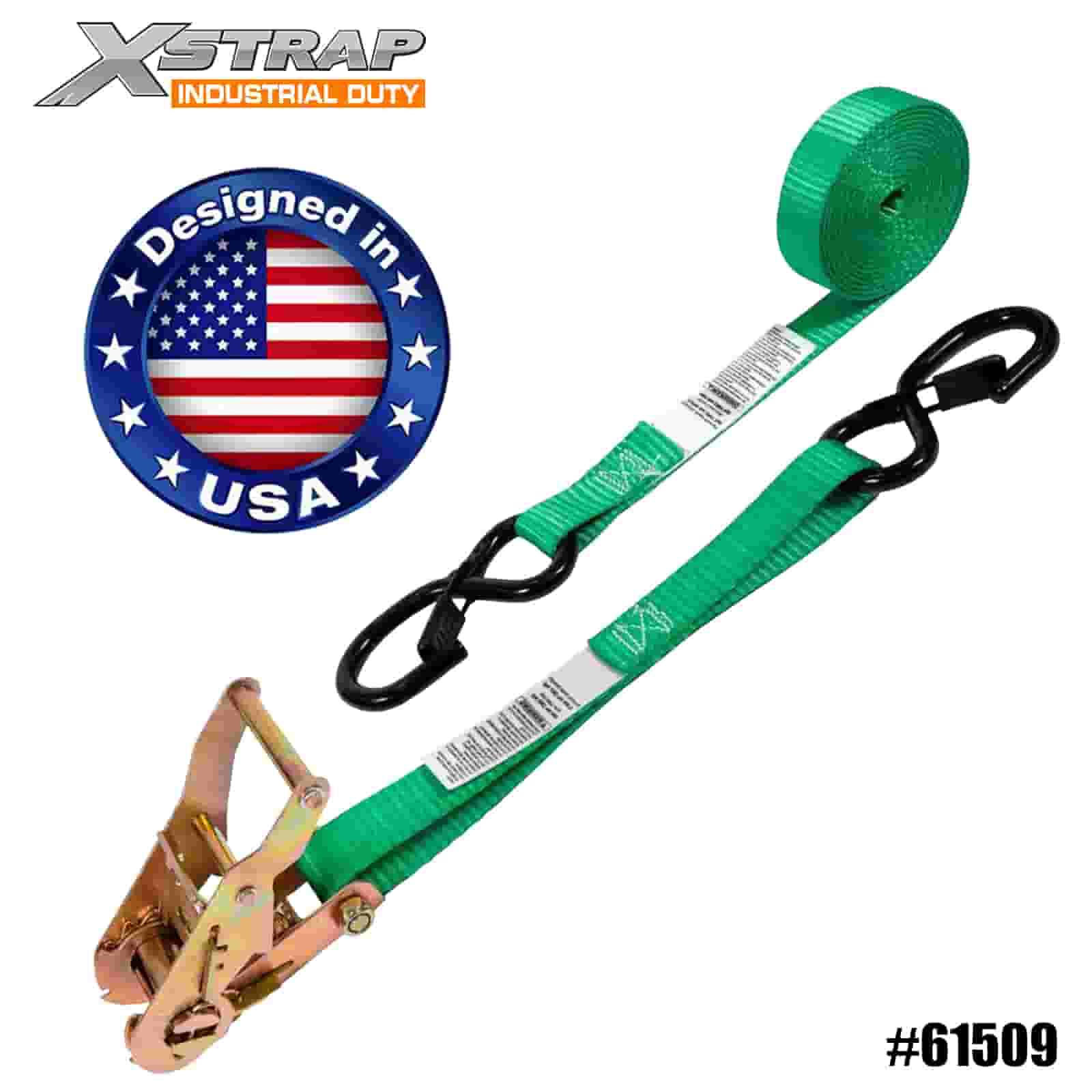 Xstrap 61509 1” x 15” 4PK ráčnový popruh s bezpečnostními S háčky 400 lb SWL