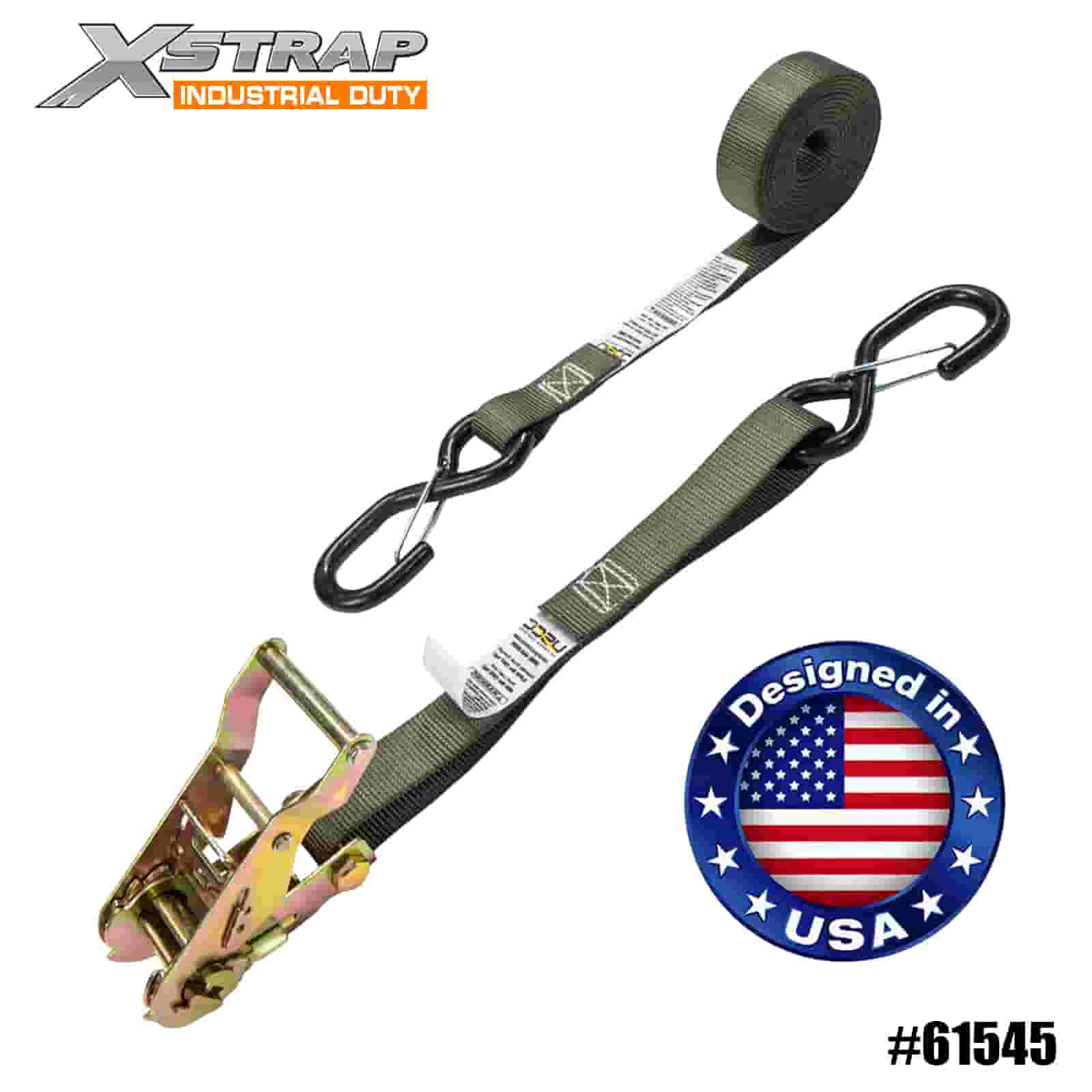 Xstrap 61545 4PK 1” x 8” ráčnový popruh s bezpečnostními S háčky potaženými vinylem 833lb SWL