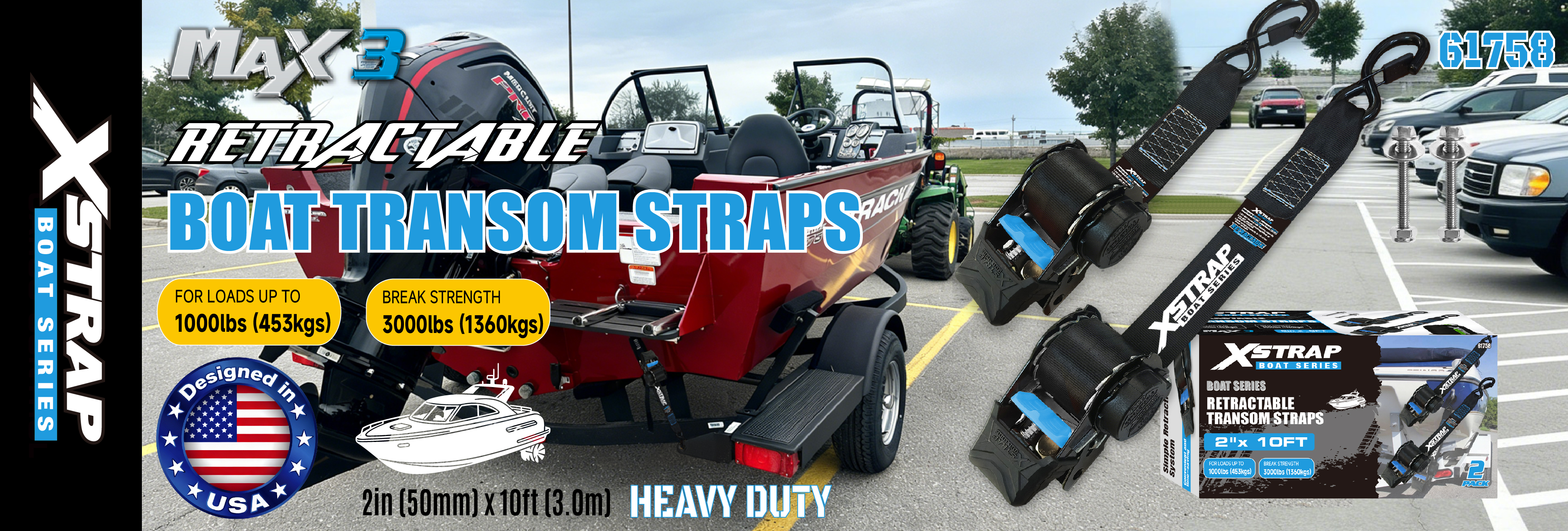 Xstrap 61758 Stahovací řemínky s bezpečnostními háčky 1 000 LB SWL